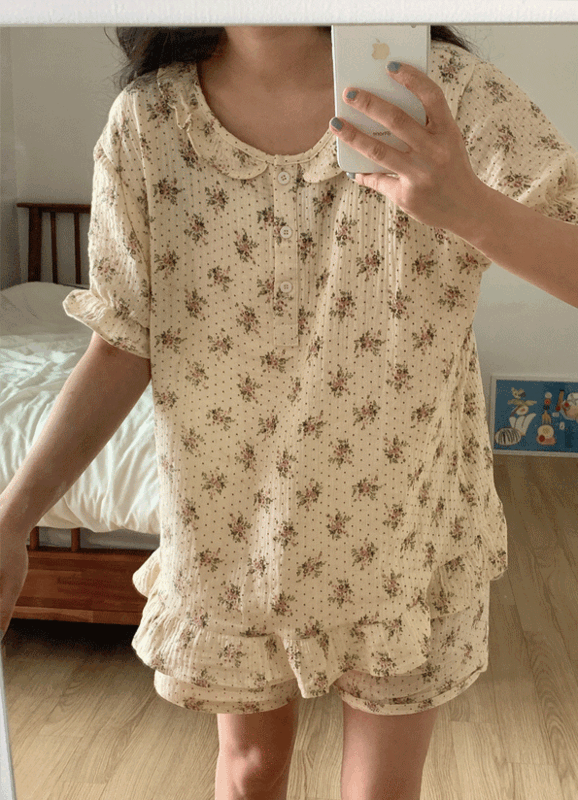 モリ フラワー パジャマ set (1color)