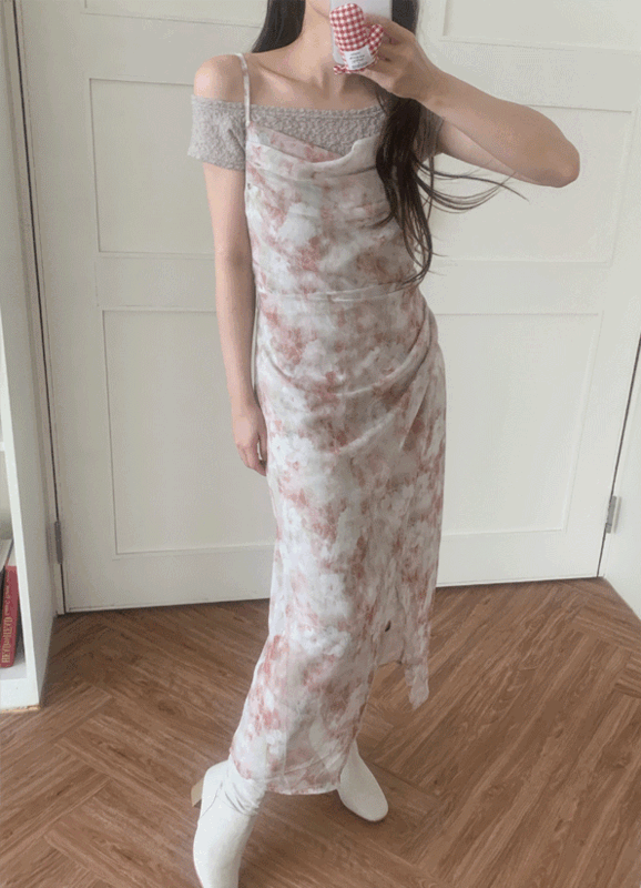 粉尘花纹连衣裙 (3colors)