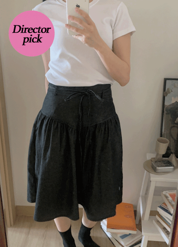 Indie ribbon denim skirt (2 colors) director&#039;s pick
